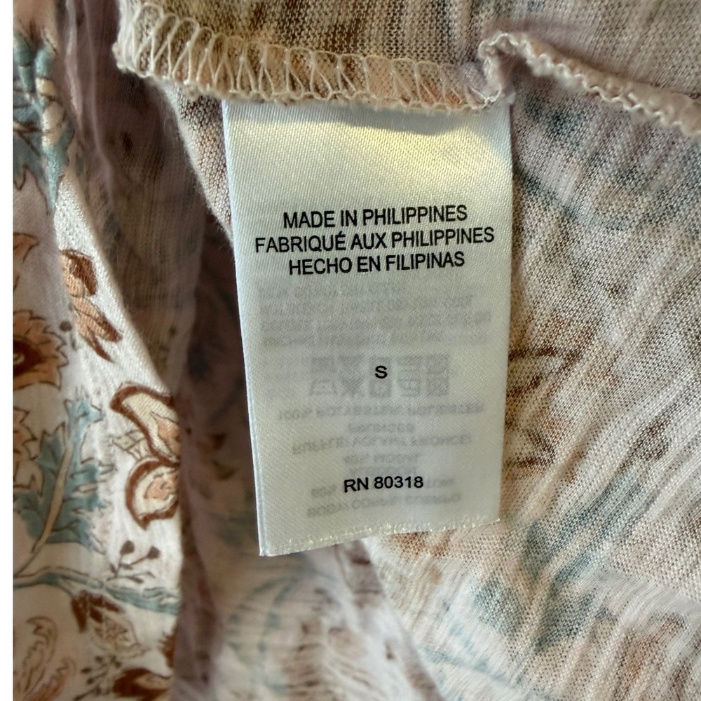 Lucky Brand Sleeveless Boho Cottagecore Floral Top Ruffle V-Neck Womens Small - Picture 3 of 8